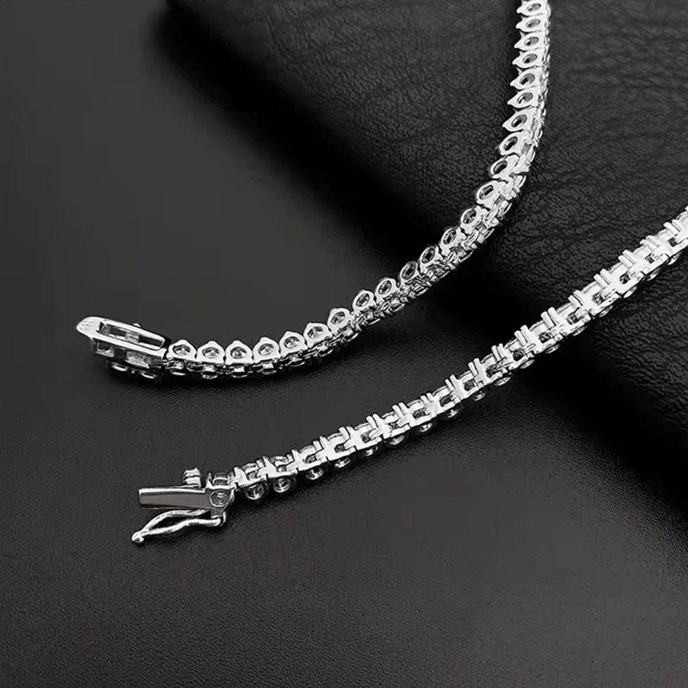 3 Prongs D VVS1 Full Tennis Necklace 925 Sterling Silver 3/4/5mm Diamond Chain with GRA Fine Jewelry for Women Man 250407