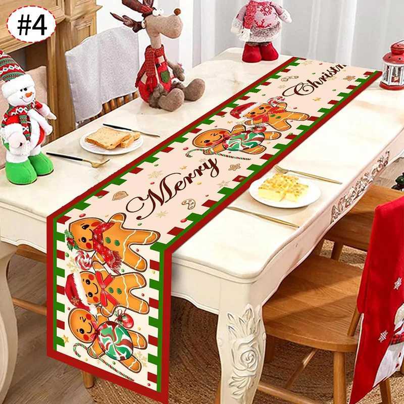 Christmas Christmas Table Runner Christmas Decorations Cute Cartoon Santa Claus Gingerbread Man Table Cover New Years Decor Tablecloth Y251113