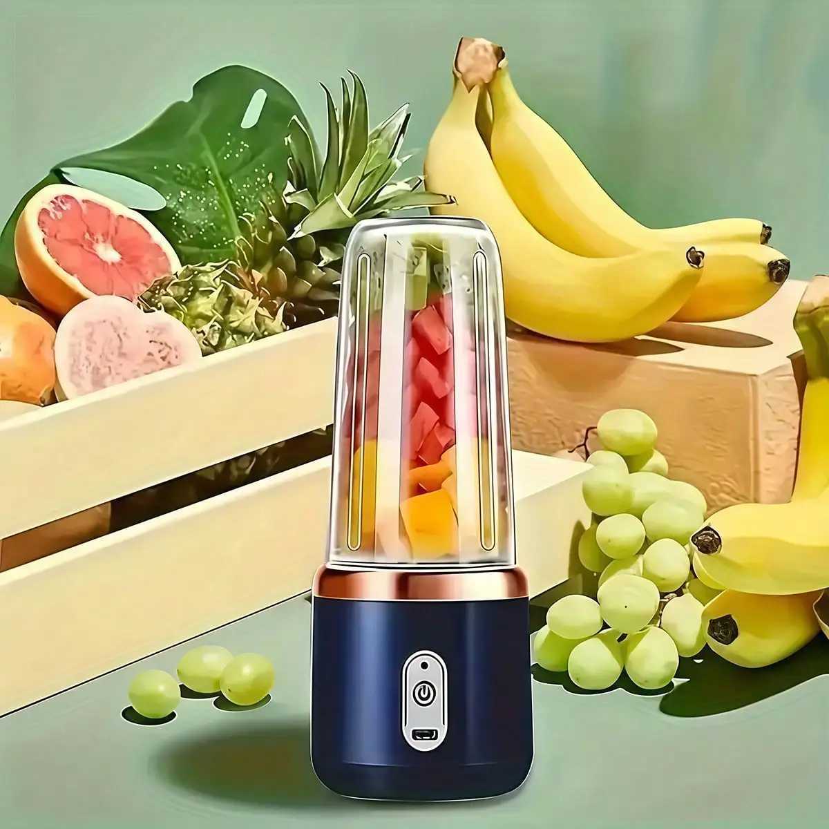 Portable Dual Cup USB Juicer Blender Mini Electric Smoothie Maker with Wireless Charging Travel Lid C251113