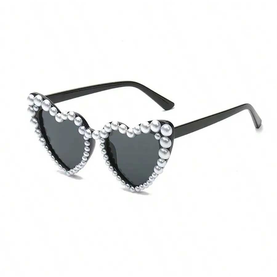 Heart Big Frame Love Inlaid Pearl fashion Ladies Sunglasses Wedding Decorative Glasses for Party UseC250412