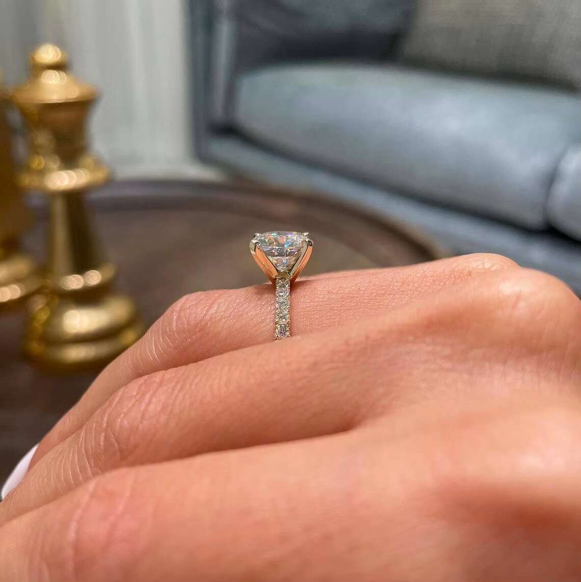 Luxurious Jewelry 925 Silver 3ct VVS Moissanite Engagement Ring