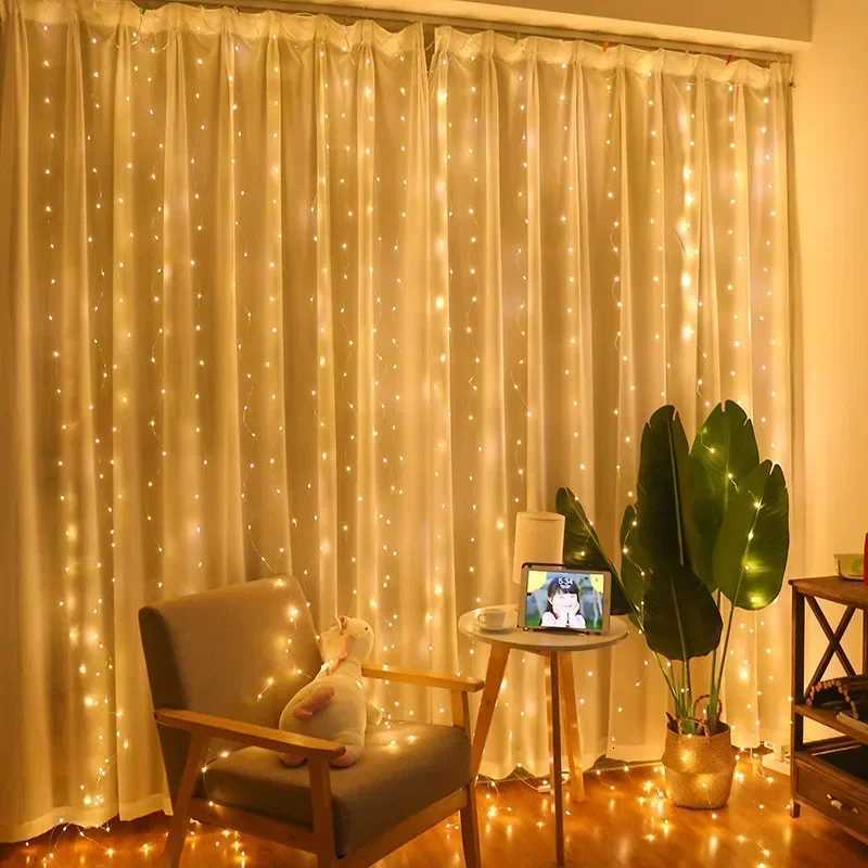 3/4/6m Curtain LED String Lights Garland USB Festoon Remote Control Fairy Garland Lights Christmas Decoration for Bedroom Home W251112