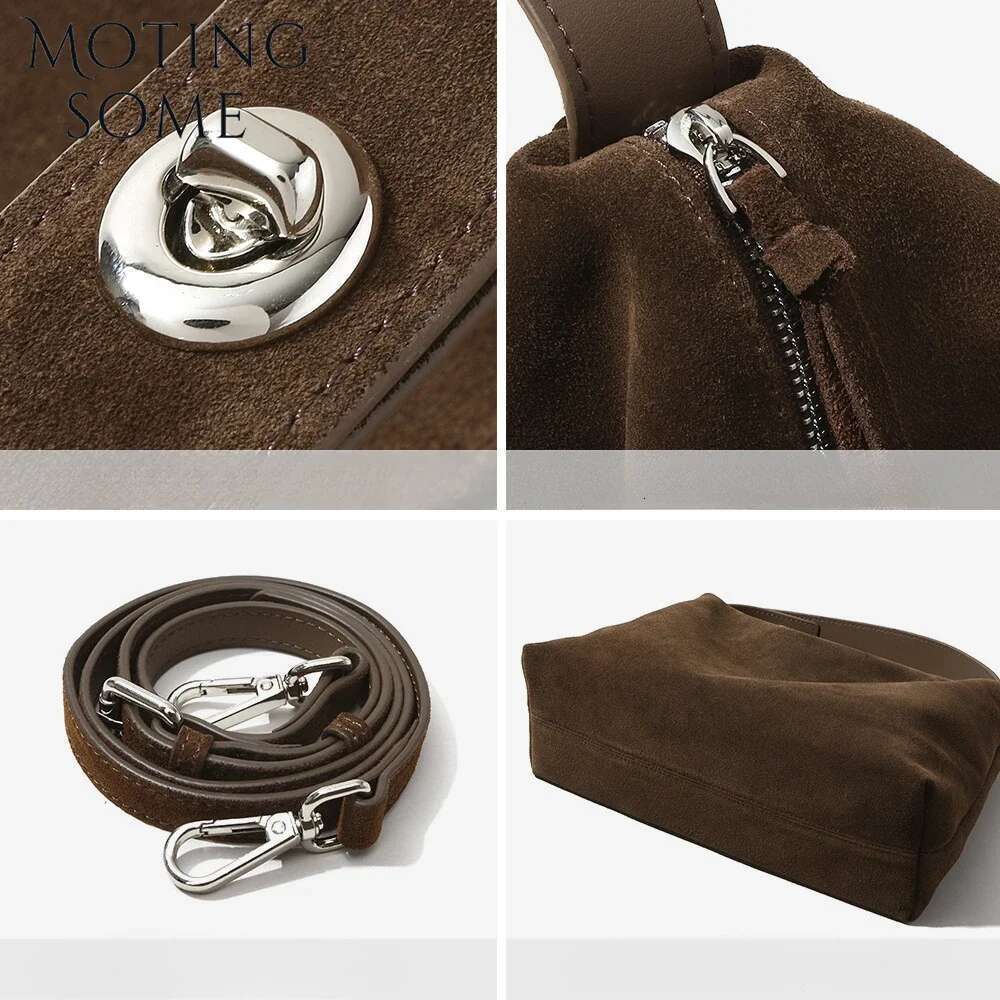 Motingsome Top Quality Suede Woman Crossbody Pillow Niche Lady Literary Shoulder Bag Matte Cowhide Commuting 2024 New