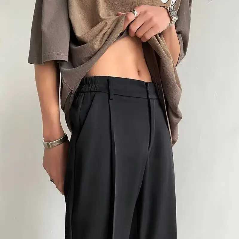 High quality design brushed micro flame casual mens pants for spring and summer straight leg loose long pantsXJ250412
