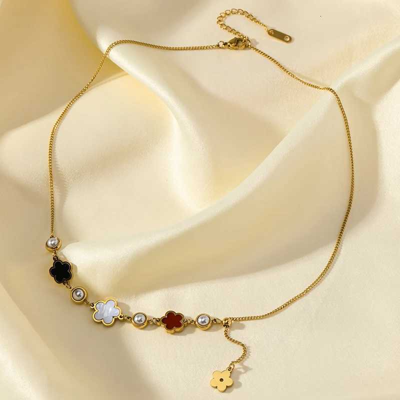 Luxury GANEMLY 316l Stainless Steel High Quality Five Leaf Flower Petaled Pendant Necklace Chain Clover Neck Collar Exquisite Jewelry Y251112