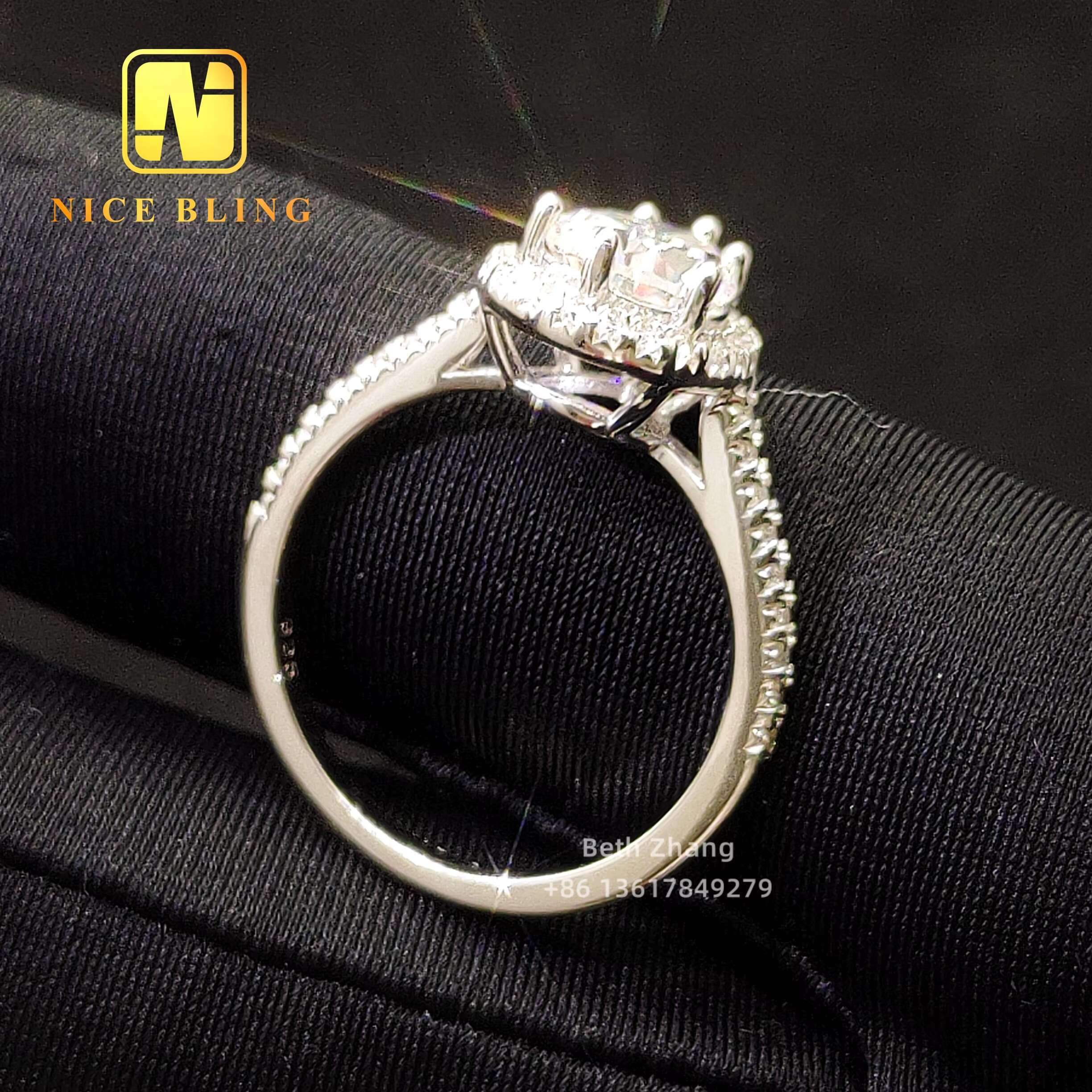 925 Silver Jewelry Halo Rings 2ct Pear Cut Diamond Engagement Rings Trendy Women Moissanite Wedding Ring