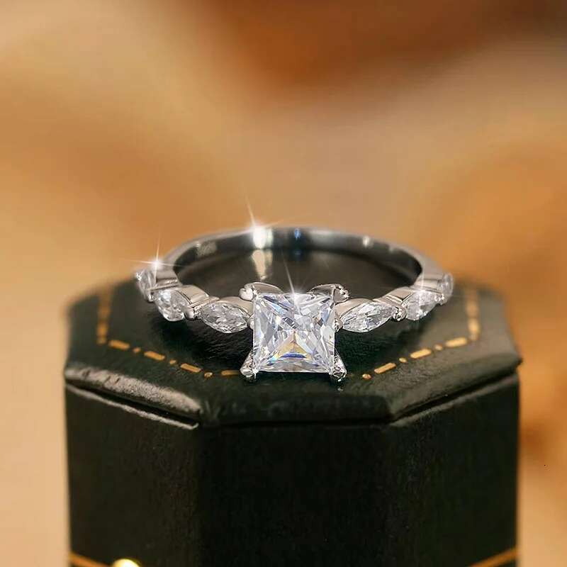 GRA Various Zircon Classic Shining Rings for Women Engagement Wedding Real 925 Sterling Silver Luxury High Quality Fine Jewelry