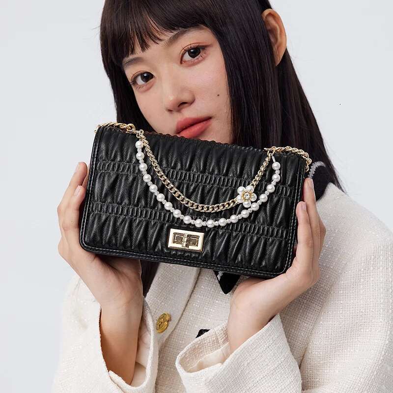 Semir Women Elegant And Versatile Crossbody Stylish Shoulder French-Style White Pearl Chain Bag