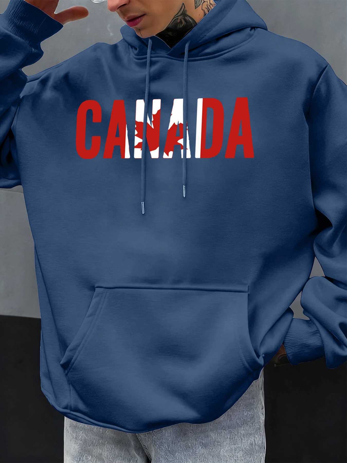 Canada Maple Leaf Design Men Hoodie Pocket Hoody Multicolor Casual Pullovers Autumn Fleece Hoodies Fashion All-Match Clothing W251113