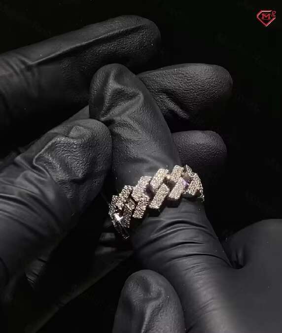 Popular Rings for Men Iced Out Straight Edge Cuban Ring 925 Sterling Silver VVS Moissanite Ring