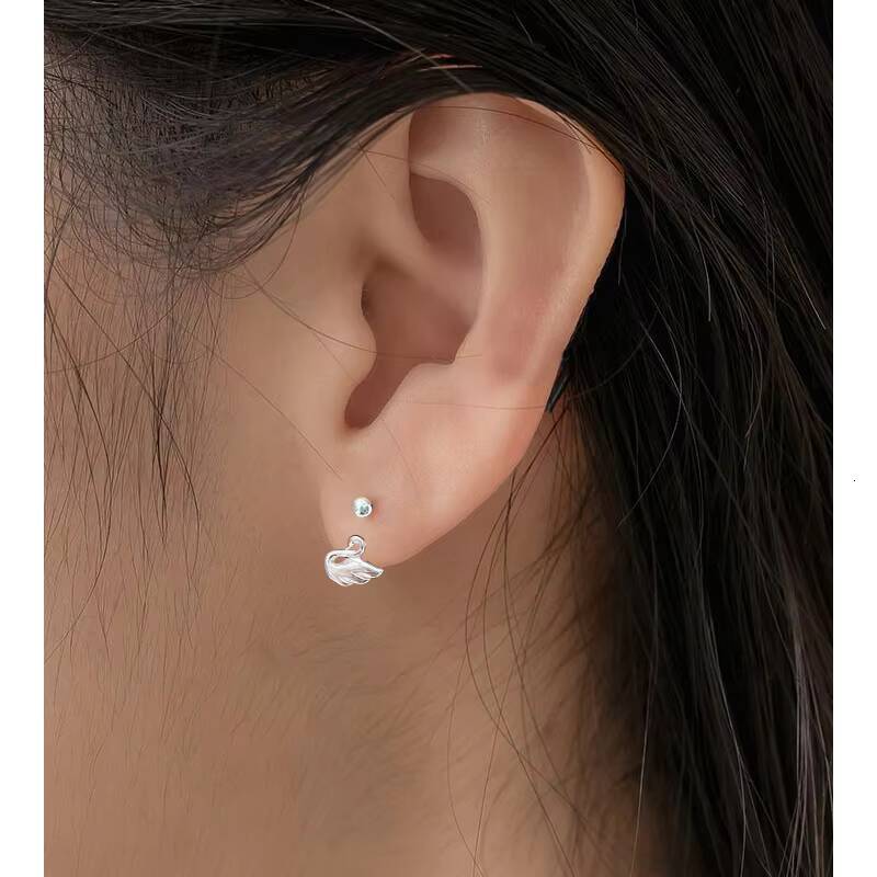 S999 Silver Womens Simple Fashion Stud Earrings Diamond Creative Ear Bone Nails Swan Screw Buckle Hair Accessories Includes