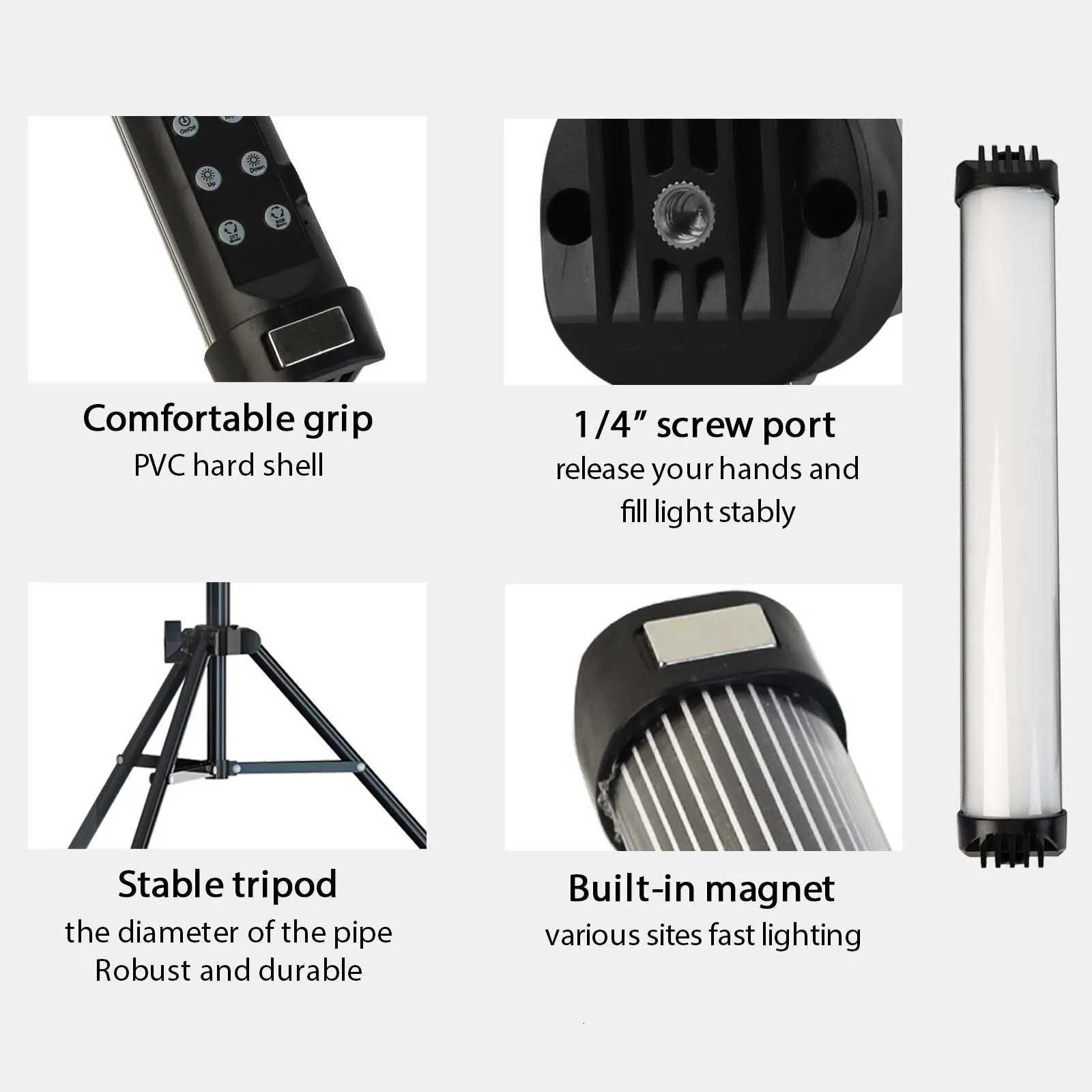 Portable RGB Magnetic Photography Lighting Handheld LED Fill Light Stick Lamp Vlog Fill Light For YouTube Video Picture Shooting W251112