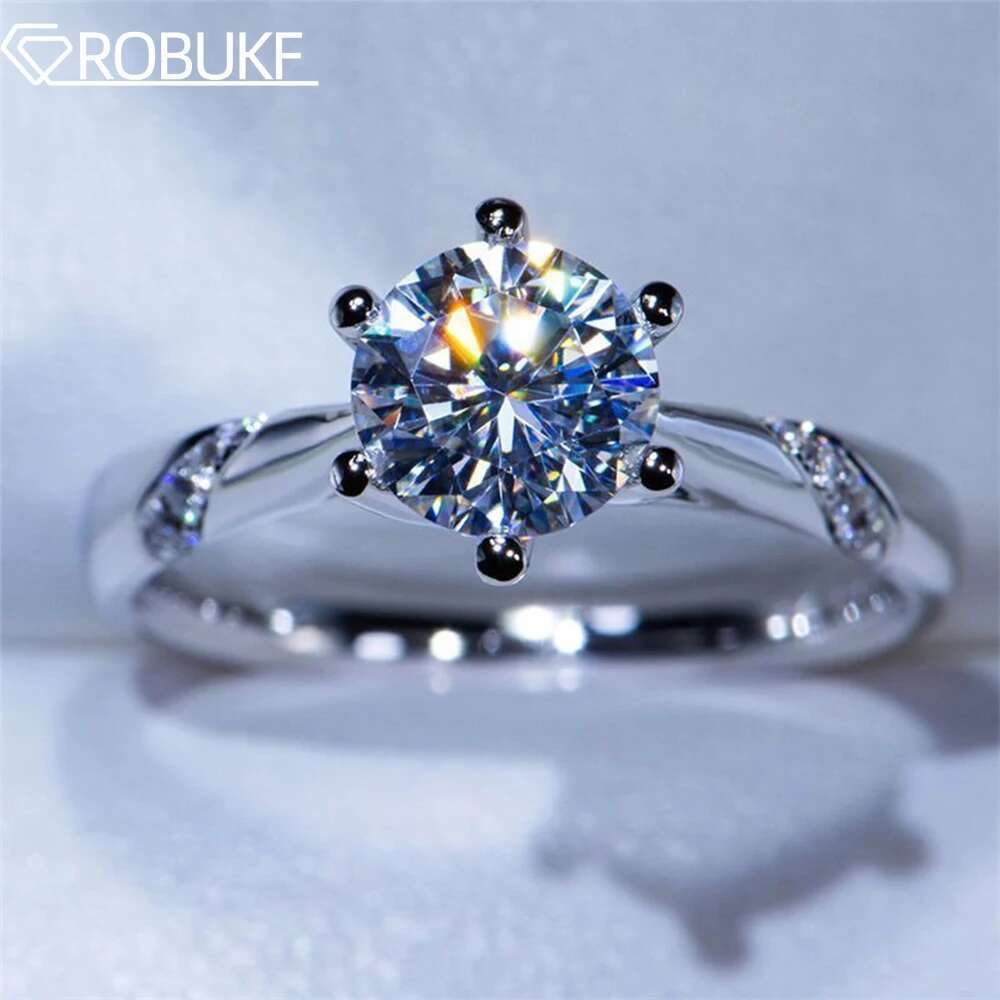 0.5-3CT Solitaire Moissanite Engagement Rings for Women D Color Lab Diamond S925 Silver Promise Wedding Band With GRA Certified