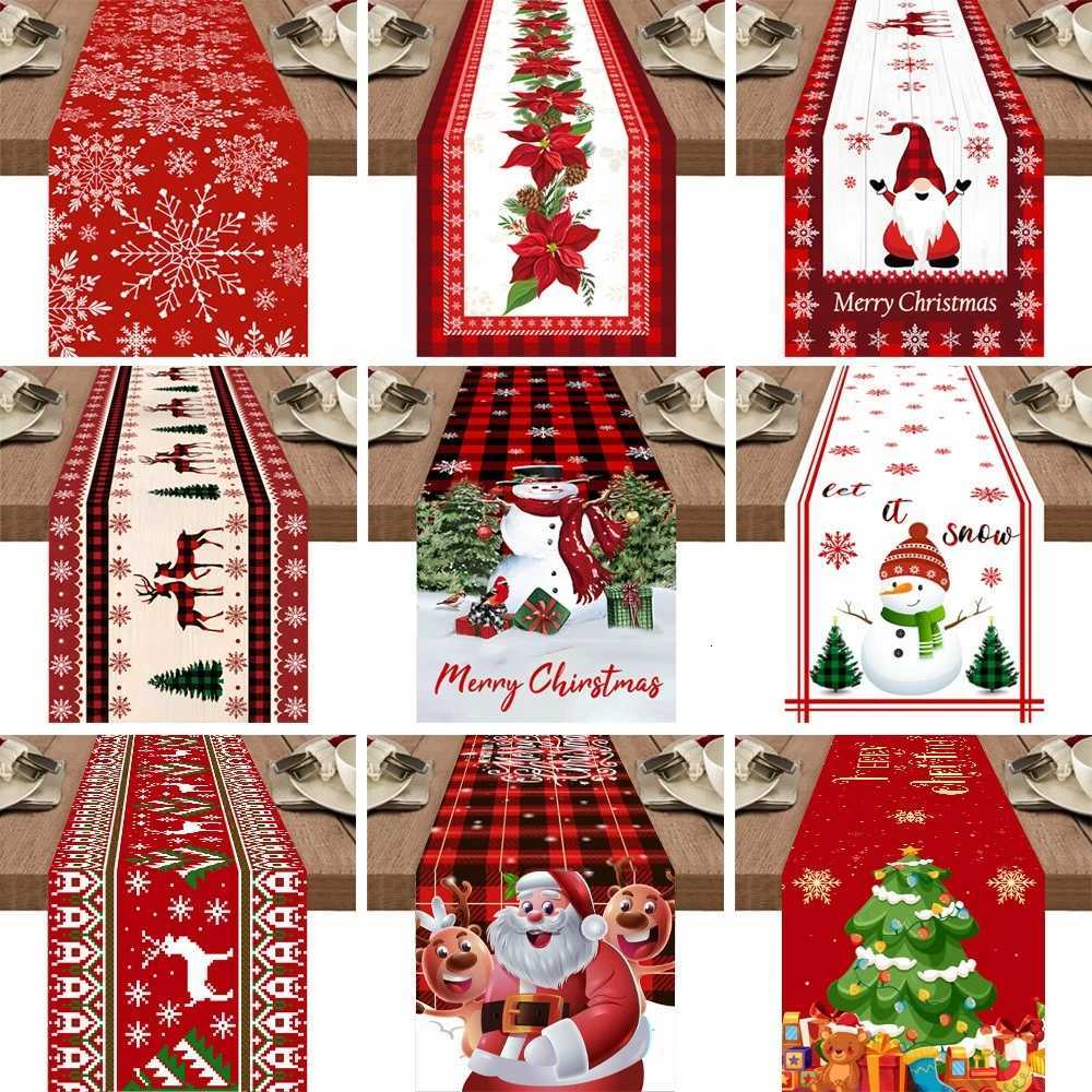 Christmas New Christmas tablecloth supplies linen table flags creative Christmas table flags dining table decorations printed flags Y251113