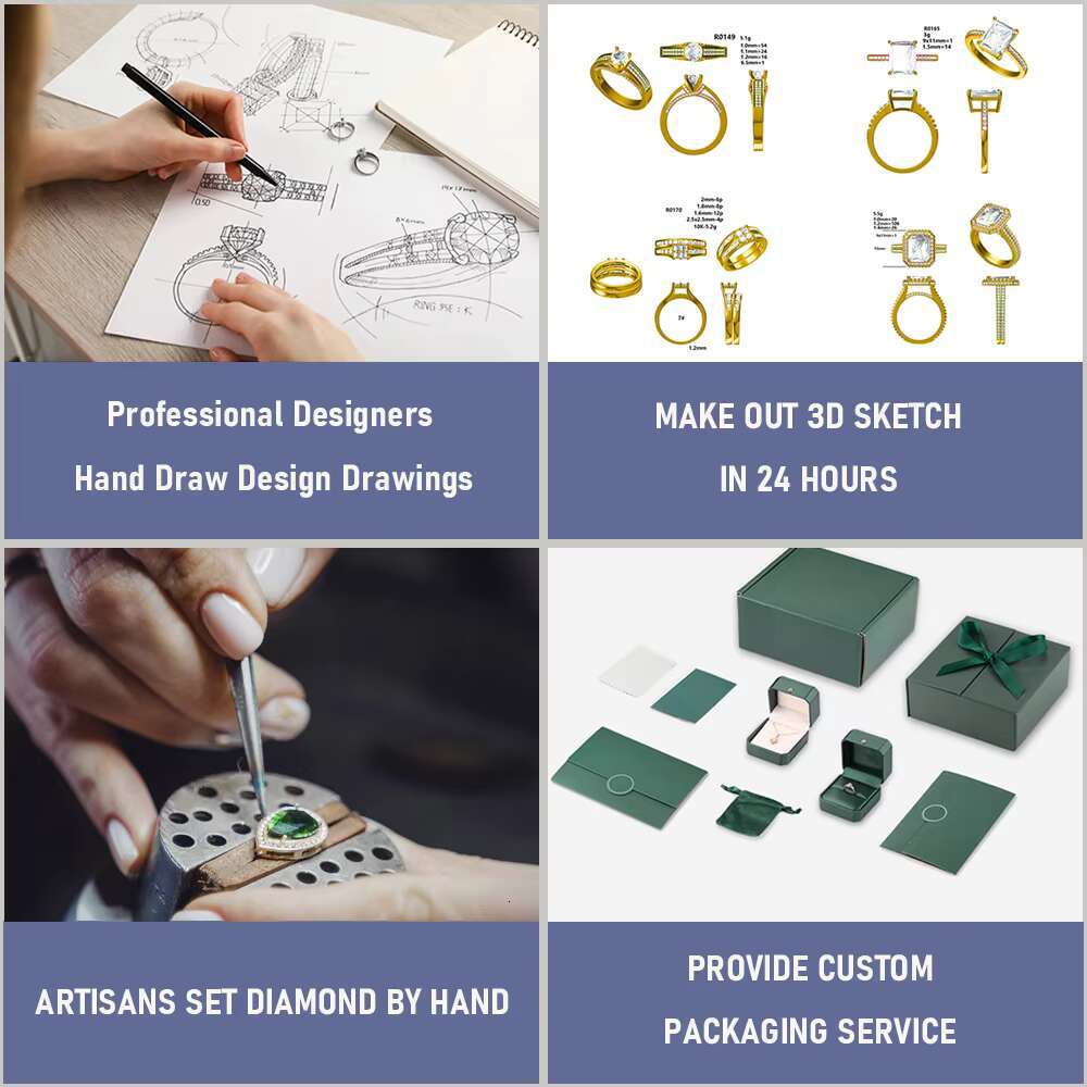 Wholesale Engagement Wedding Rings Fine Jewelry Women VVS Eternity Moissanite Diamond 10K 14k 18k Solid Real Yellow White Gold