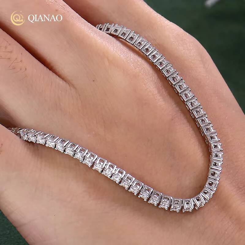 925 Sterling Silver Chain Round Diamond 3MM Tennis Chain Bracelet for Men Fashion Jewelry New Moissanite Tennis Chain Bracelet