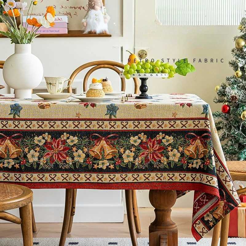 Christmas Christmas Table Cloth Rectangular American Retro Dining Table Cloth Wear-resistant Atmosphere Suitable for Multiple Scenarios Y251113
