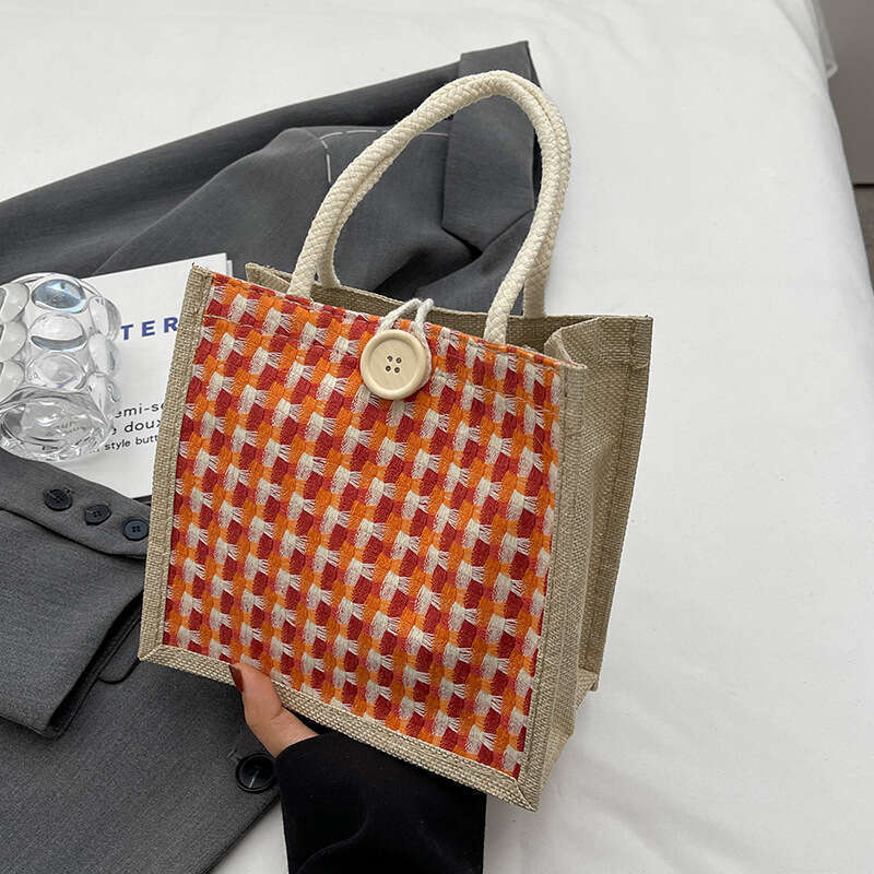 for Women 2025 New Gift with Yellow Linen Weaving Handheld Small Shoulder Bag