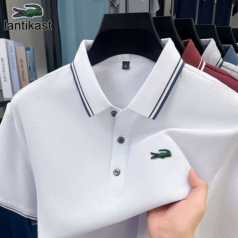 Noble Crocodile Summer New Men's Polo Shirt designer hoodie Short Sleeve LANTI KAST Pure Cotton Turn-Down Collar T-Shirt Solid Color Business Cas
