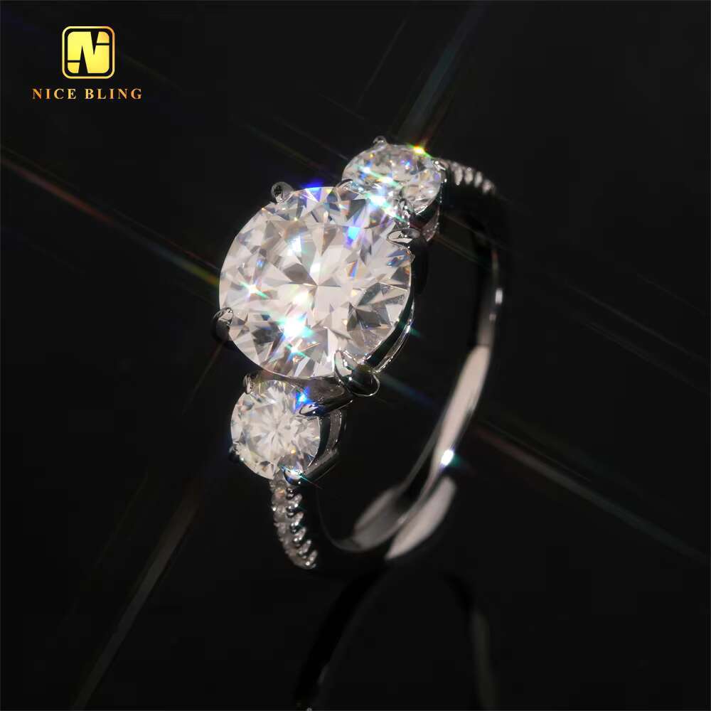 10mm Big Moissanite Fine Jewelry Silver Plated Wedding Ring VVS Moissanite 925 Silver Rings Diamond Engagement Ring for Women