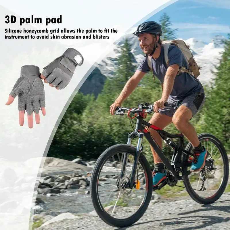 Fingerless Work Gloves Adjustable Wrist Gym Gloves Anti Slip Reinforced Palm Hand Out Mittens For Hunting Cycling ClimbingC250412