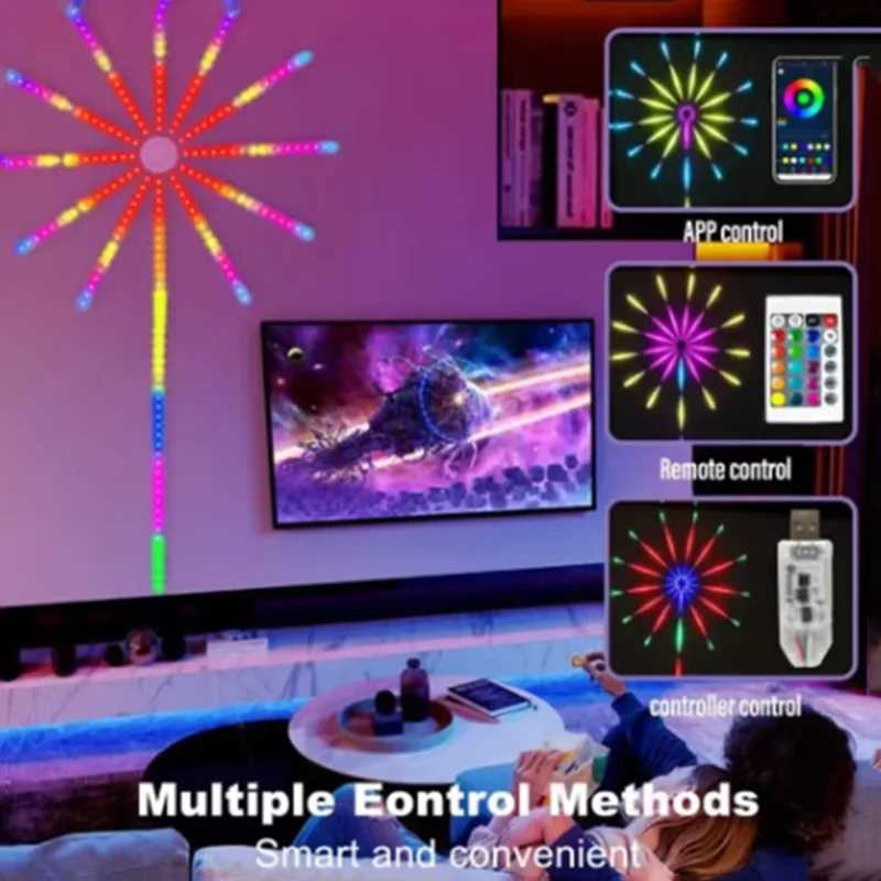 2025 LED Fireworks Light LED Garland RGB Neon String Light Bluetooth APP Control Music Sync Bedroom Wedding Decor Fairy Lights W251112