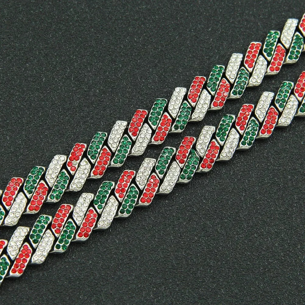 Colorful Purple Stone Ice Out of Miami Cuban Link Chain Necklace Teen Men and Women Hip Hop Trend Necklace Party Kpop 250409