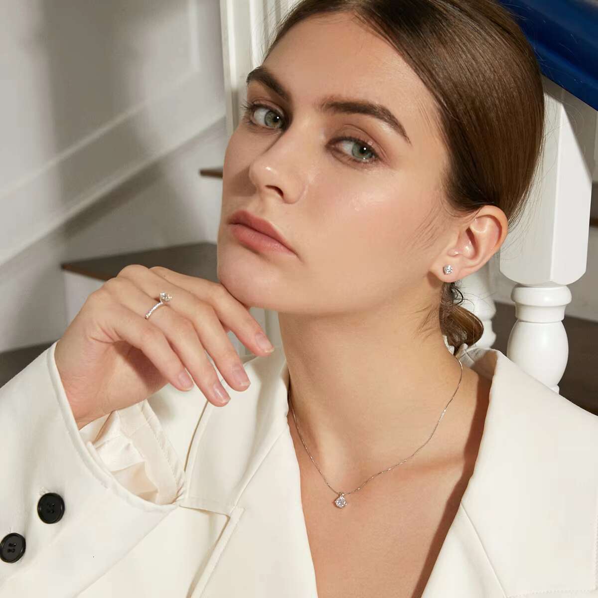 CZCITY Dazzling Minimalist Moissanite Earrings Stud 5.0mm Diamond Stone Jewelry Genuine 925 Sterling Silver Moissanite Earring