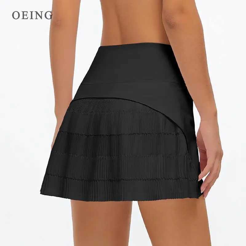 Womens sports including tennis skiing fitness sprinting high waisted skiing pocket folding Skort golf sportswear Y250412