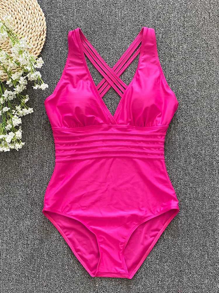 2023 Sexy One Piece Swimsuit Women Cross Bandage Backless Swimwear Female Push Up Monokini Bathers Bathing Suits Beachwear SwimW251113