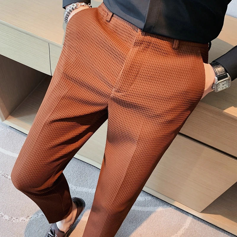 Spring Summer Mens Smart Casual Suit Pants Fashion Slim Fit Solid Color Youthful Vitality Suit Trousers Men Korean Dress Pants 251112