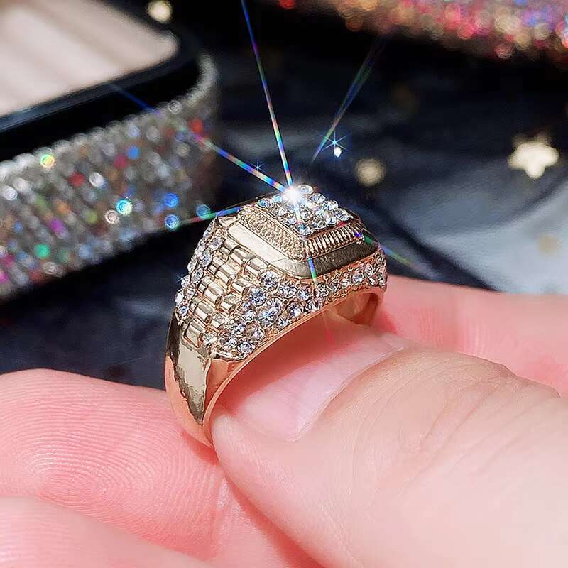 New Trendy Hip Hop Style Full of Diamond Ring Accessory tide Brand Hip Street Dance Ring for Fashion Men and Women