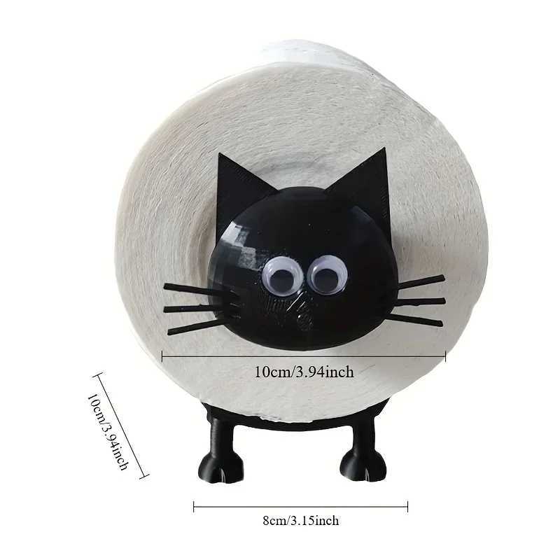 1pc Funny Cat Toilet Roll Holder standing 3D Printed Black Sheep Loo Roll Holder Self-adhesive Plastic Bathro Set Y251112