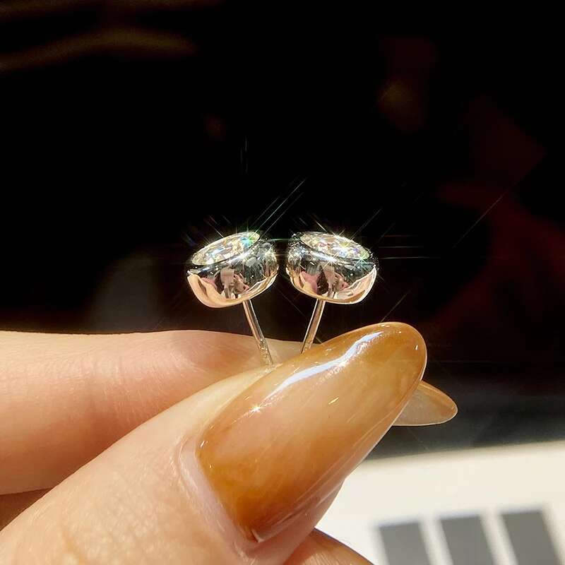 GRA Moissanite Diamond Zircon Round Stud Earrings for Women 925 Sterling Silver Solitaire Wedding Luxury Quality Fine Jewelry