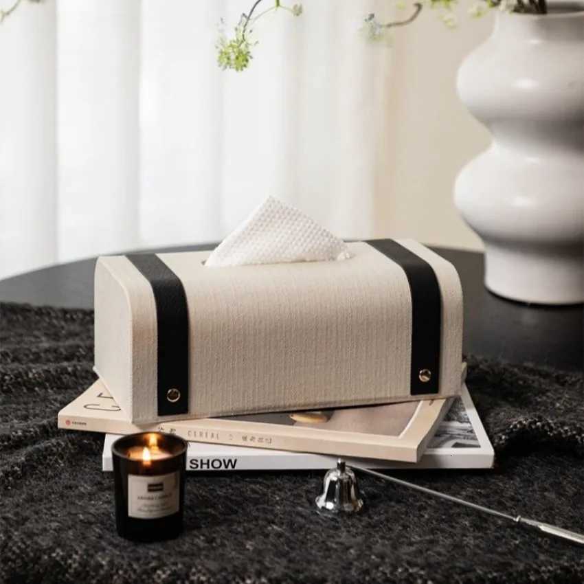 Modern Black Brown Leather Buyer Paper Box Living Ro Ornaments Dining Table Coffee Table Decorations Tissue Box for Bedro Y251112