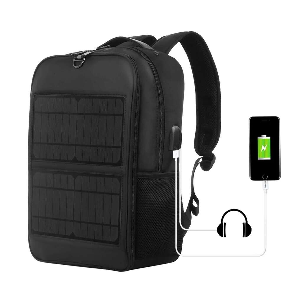 Solar Backpack 12/20W Panel Powered Laptop Bag Water-Resistant Large Capacity With External USB Charging Port New Men's Bag