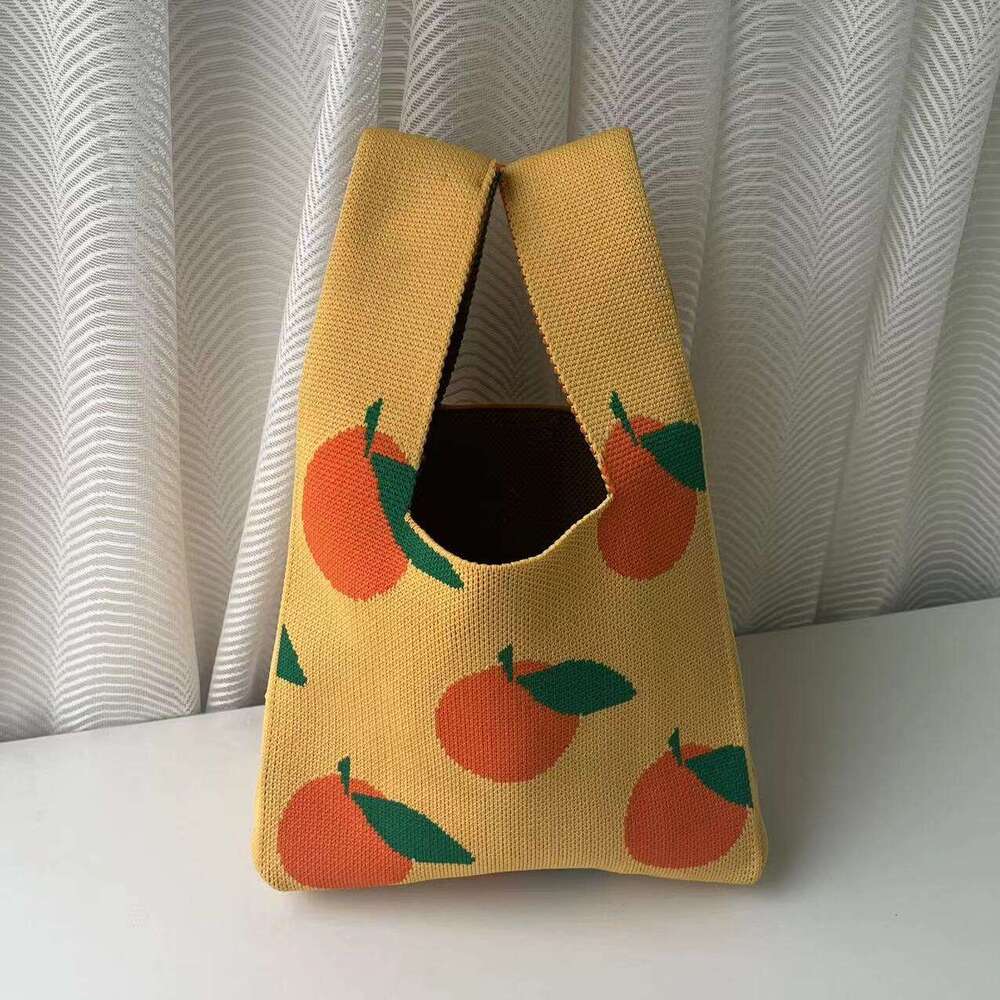 designer bag New Year red festive knitted bag, auspicious handbag, persimmon tote bag