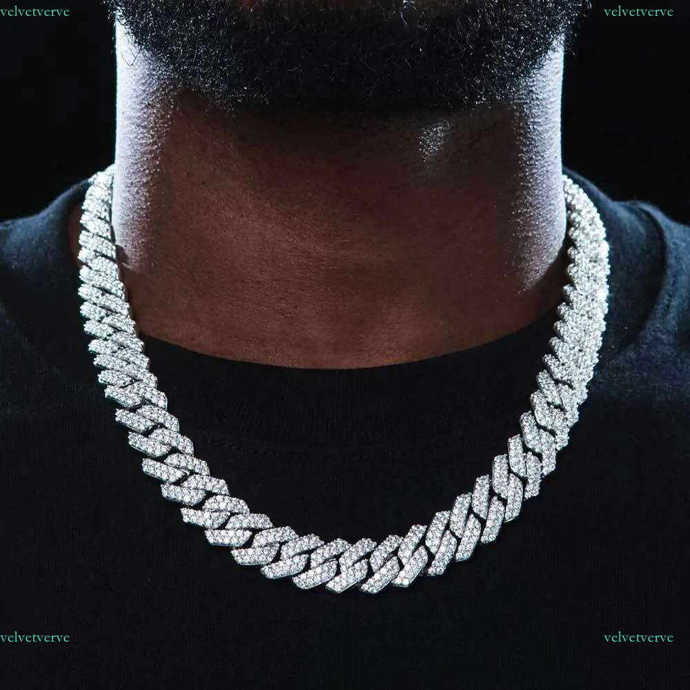 15mm Cuban k Chain Necklaces Micro Pave Prong Fashion Hiphop Full Iced Out Rhies Jewelry for Men Women Gold Sier Bg Hip Hop Bracelets Gifts