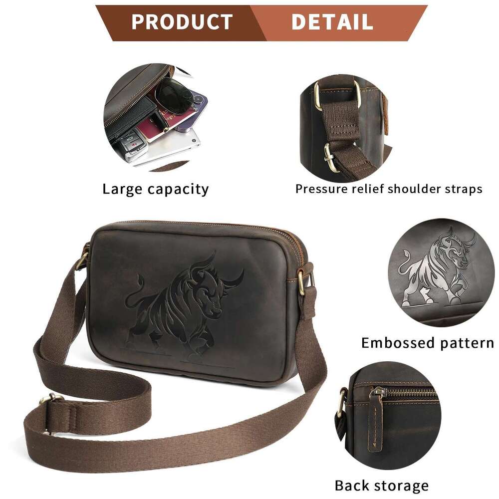 YATBEST Men's Crossbody Emed Large Capacity Multi Compartment Business Commuting Portable Fashionable Shoulder Bag