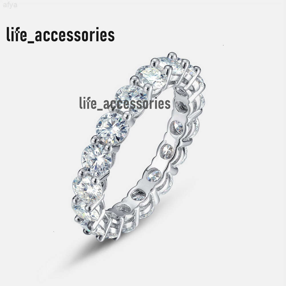 Kacy Gra Certified Moissanite Diamond Rin 925 Sterling Sliver Iced Out Hip Hop Men Tennis Eternity Band Cuban Link Fine Jewelry