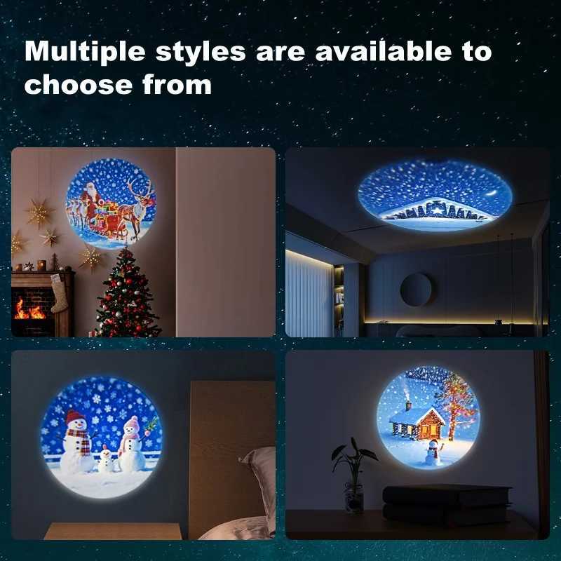 USB Projector Light Christmas Elk Santa Claus Night Light Switchable Pattern LED Projector Lamp for Room Ceiling Window Decor M251113
