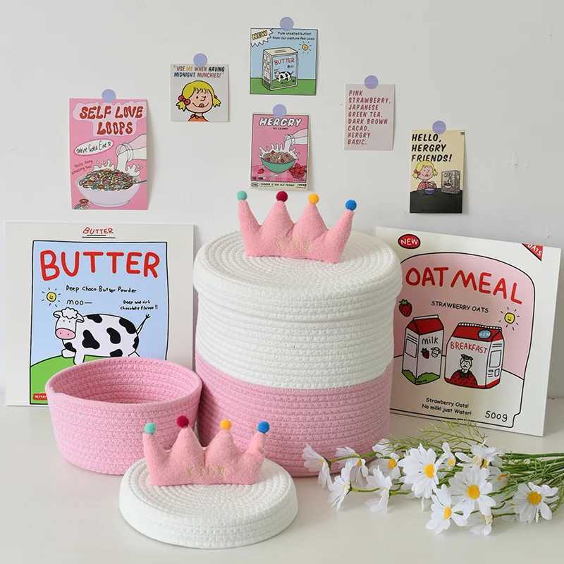 Cartoon Woven Storage Basket Snack Toy Storage Box Cotton Rope He Living Ro Sorting Storage Bucket Debris Storage Box Y251112