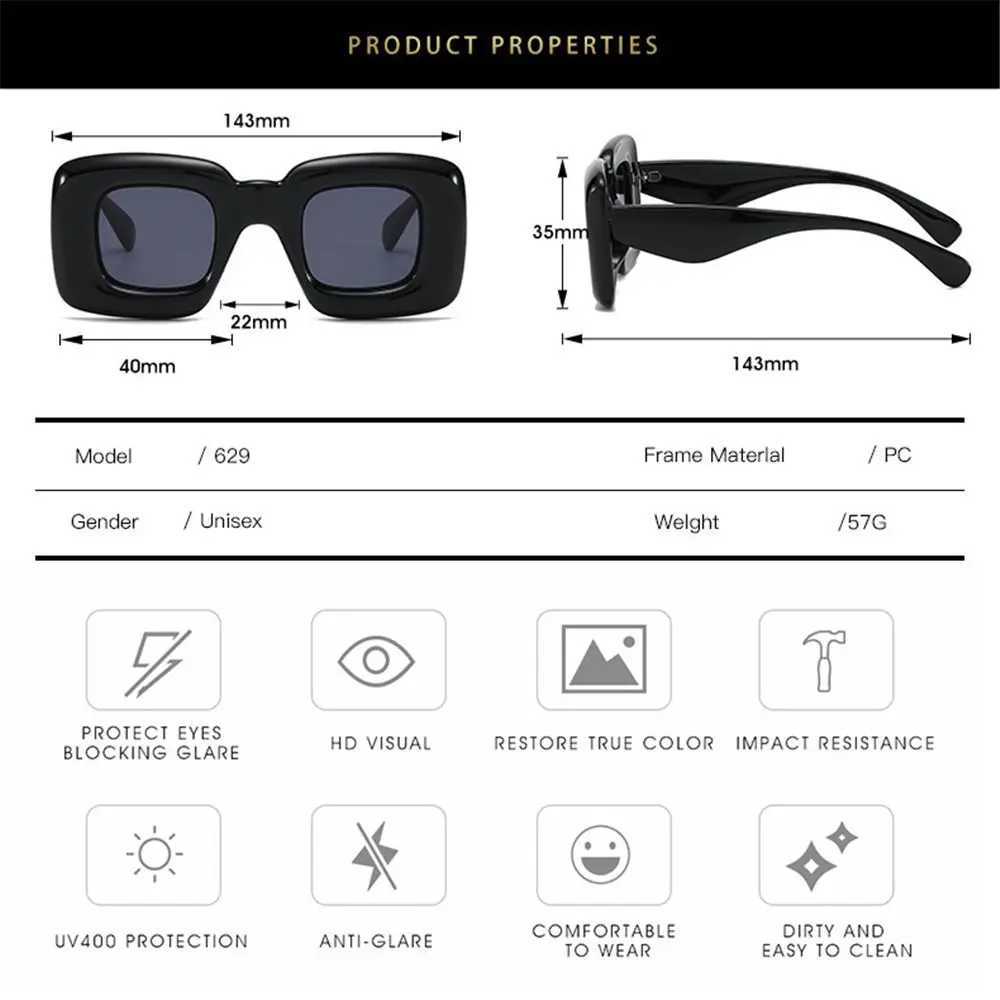 Retro Y2K Square Candy Color Women Sunglasses Shades UV400 Fashion Brand Designer Men Red Yellow Unique Sun GlassesC250412