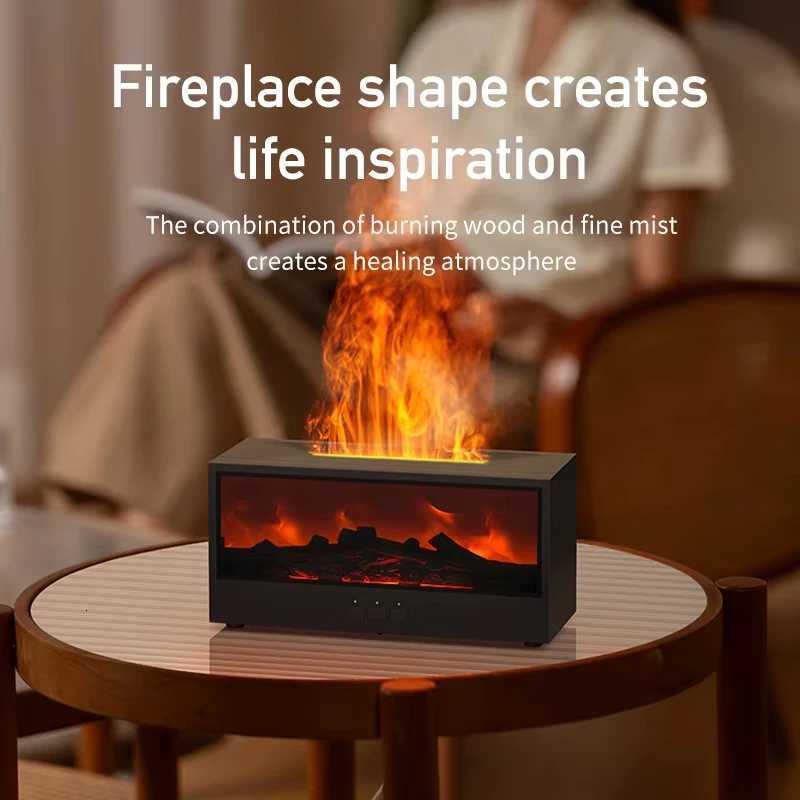 Creative Fireplace Air Humidifier Dynamic Flame Fireplace Aromatherapy Diffuser with Timer Remote Control Essential Oil Diffuser Y251113
