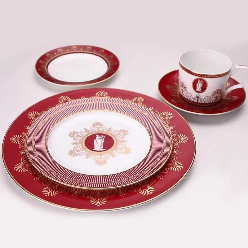 Christmas Red iron window Bone China Coffee Cup Ceramic Tea Black Tea Cup Dish Animal Tablewar Set Wedding and Housewarming Gifts Y251113