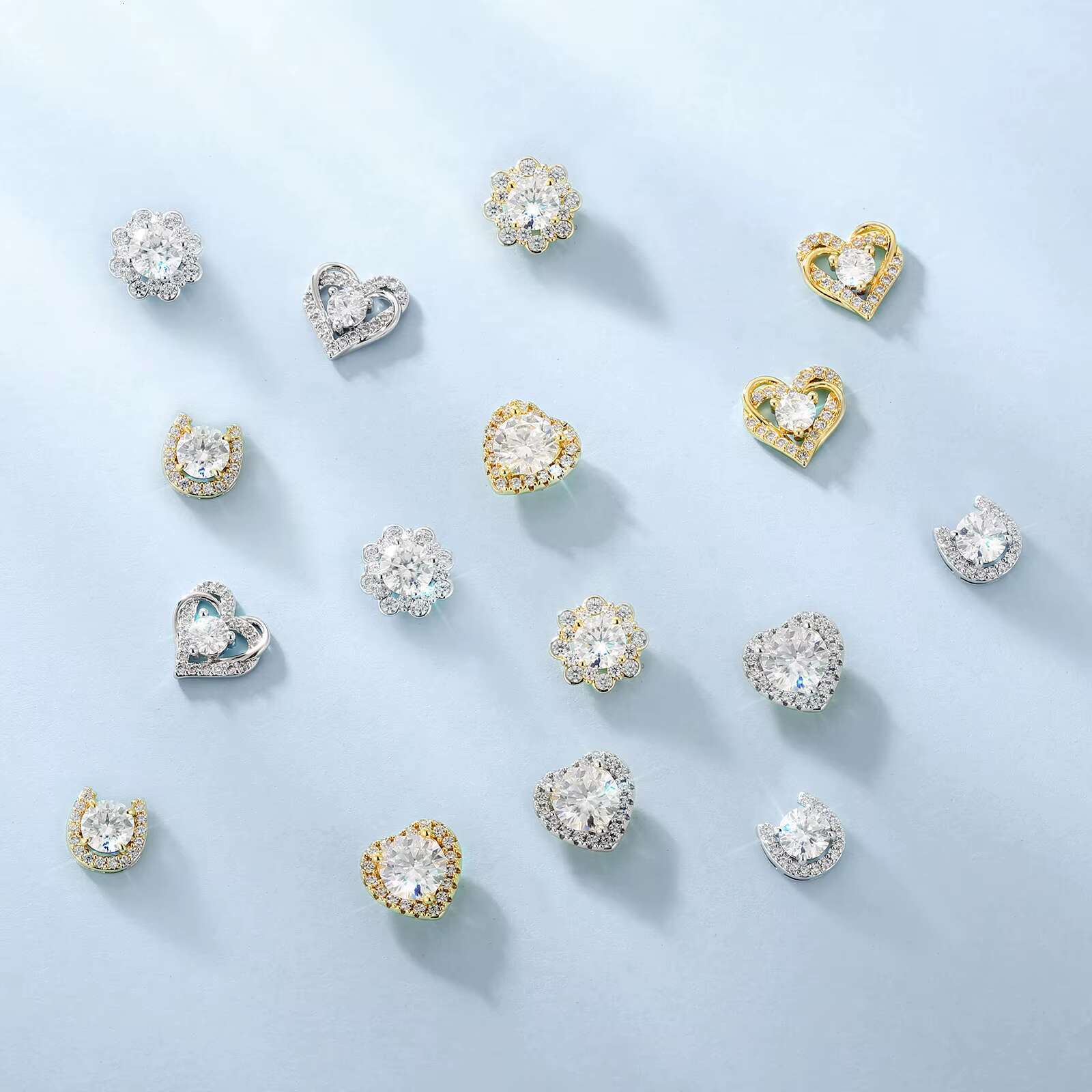 KRKC Wholesale 0.5ct 1.0ct 925 Sterling Silver VVS1 Moissanite Diamond Halo Earring Hypoallergenic Stud Earrings for Brides