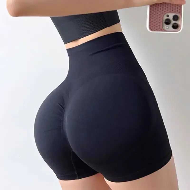Womens Gym Shorts Fitness Womens Shorts Bicycle Sports Patch Work Seamless Yoga Shorts High Waist Boots Short Push ups Y250412