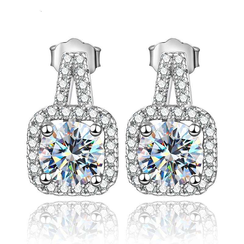 GRA 0.5ct-2ct D Color Certified Moissanite Stud Earrings Created Diamond Real 925 Sterling Silver Wedding Exquisite Jewelry