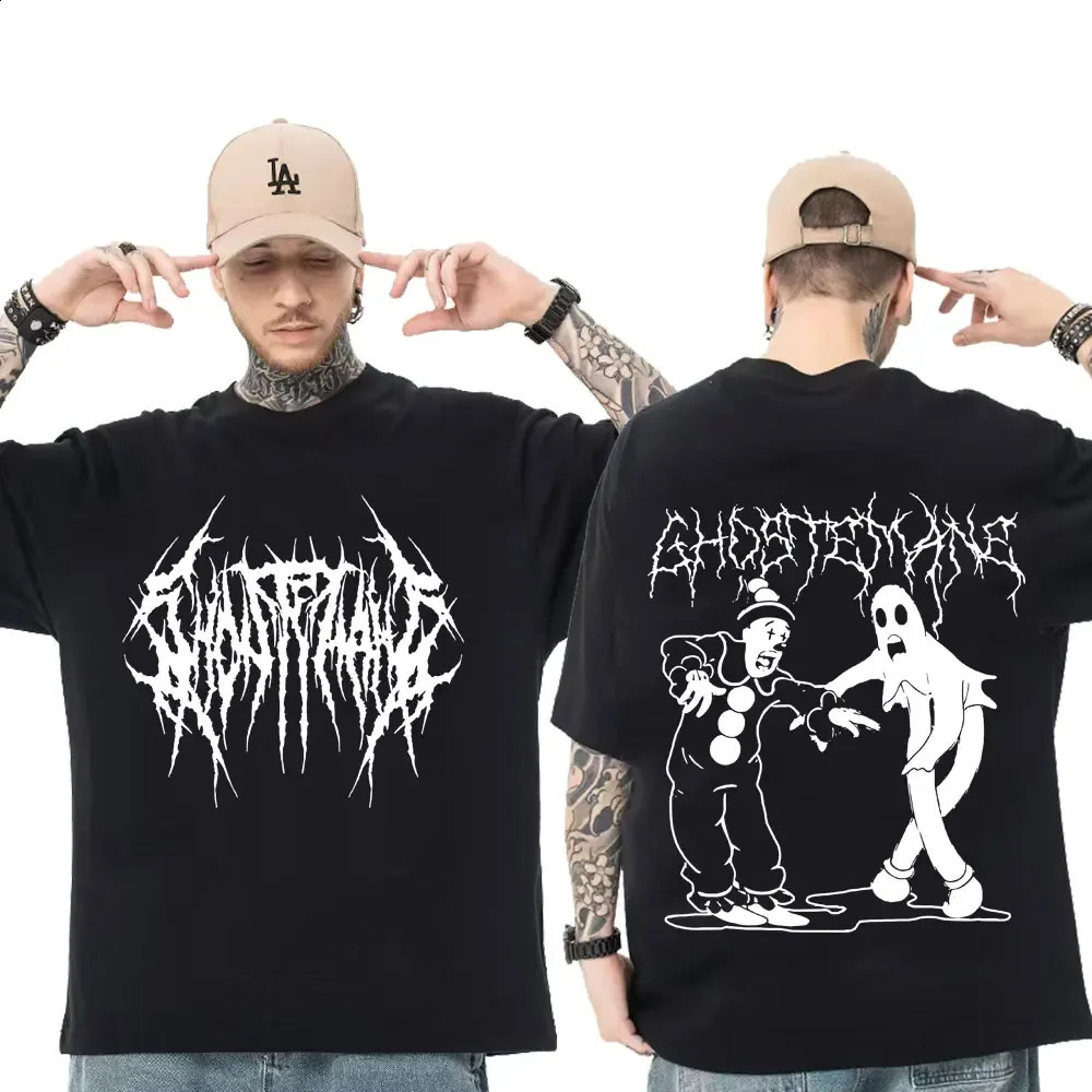 Ghostemane doublesided printed Tshirt mens 100 pure cotton fashionable hiphop metal gothic rock oversized loose streetwear 250408