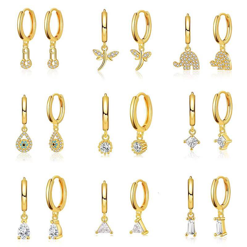 Hot Selling Womens 18K Gold Plated Copper Snake Animal Design Pendant Earrings with Ear Buckle Combination